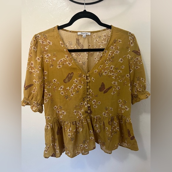 Madewell courtyard ruffle hem blouse - Picture 2 of 7